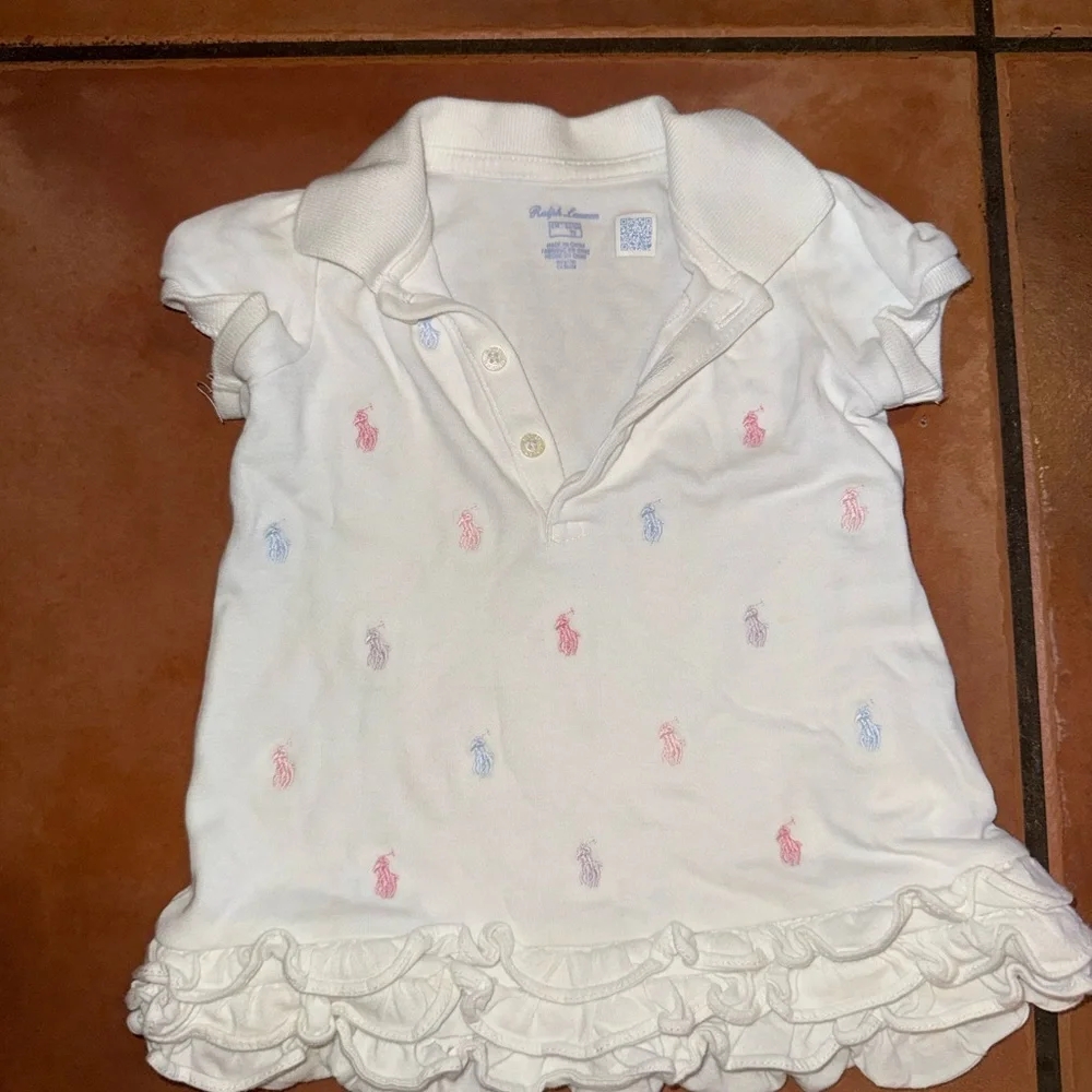 Ralph Lauren White‎ Kids Polo Dress with Colorful Embroidery